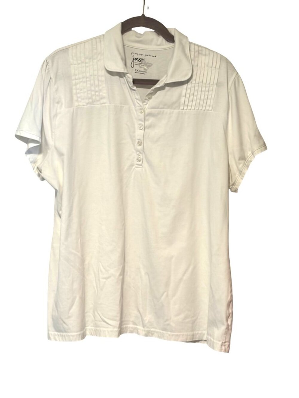 JMS Just My Size Womens Size 3X White Henley Short Sleeve Shirt Top Pullover Col